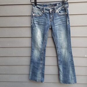 Miss Me Boot Cut Jeans With Wings on Pockets Size 27